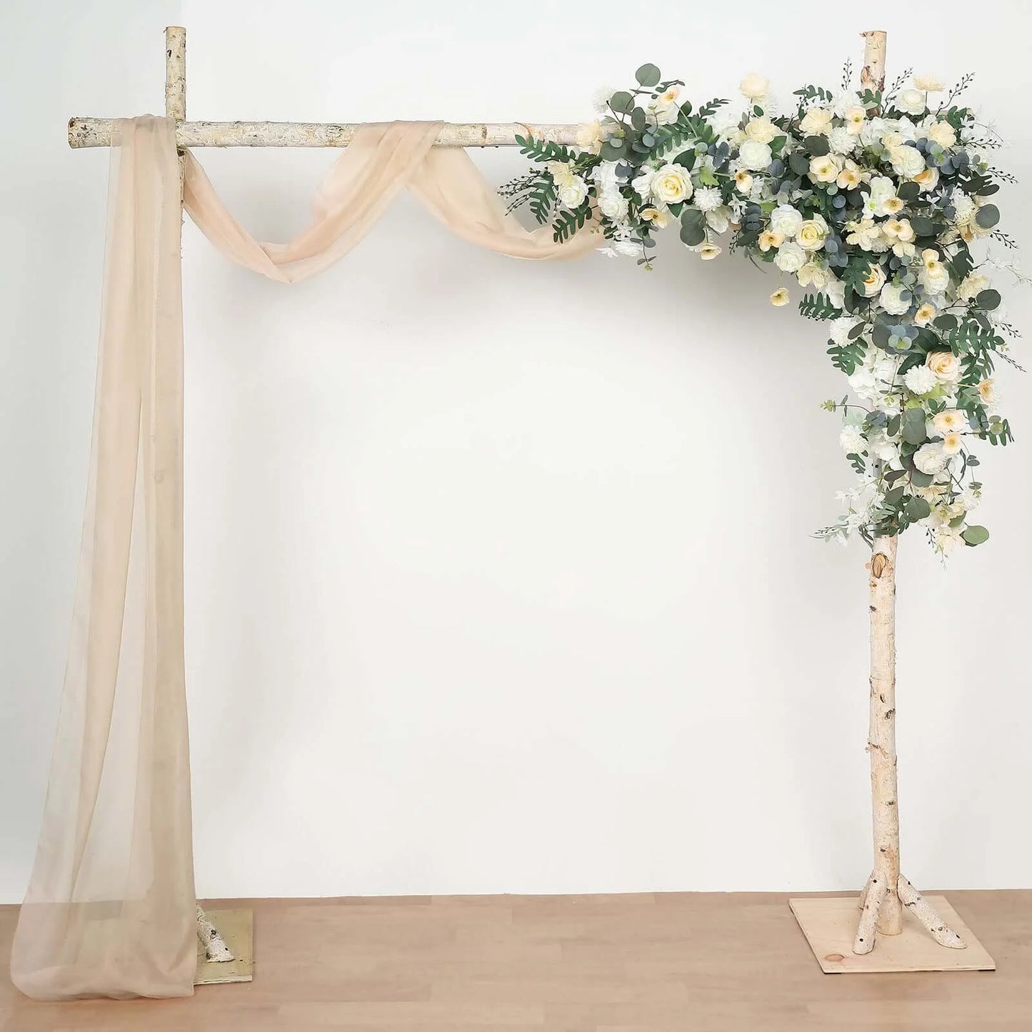 18Ft Nude Sheer Organza Curtain Panels, Window Scarf Valance Wedding Arch Draping Fabric for Top Table Event Party Home Decor Stair Bow Backdrop Curtain Decoration