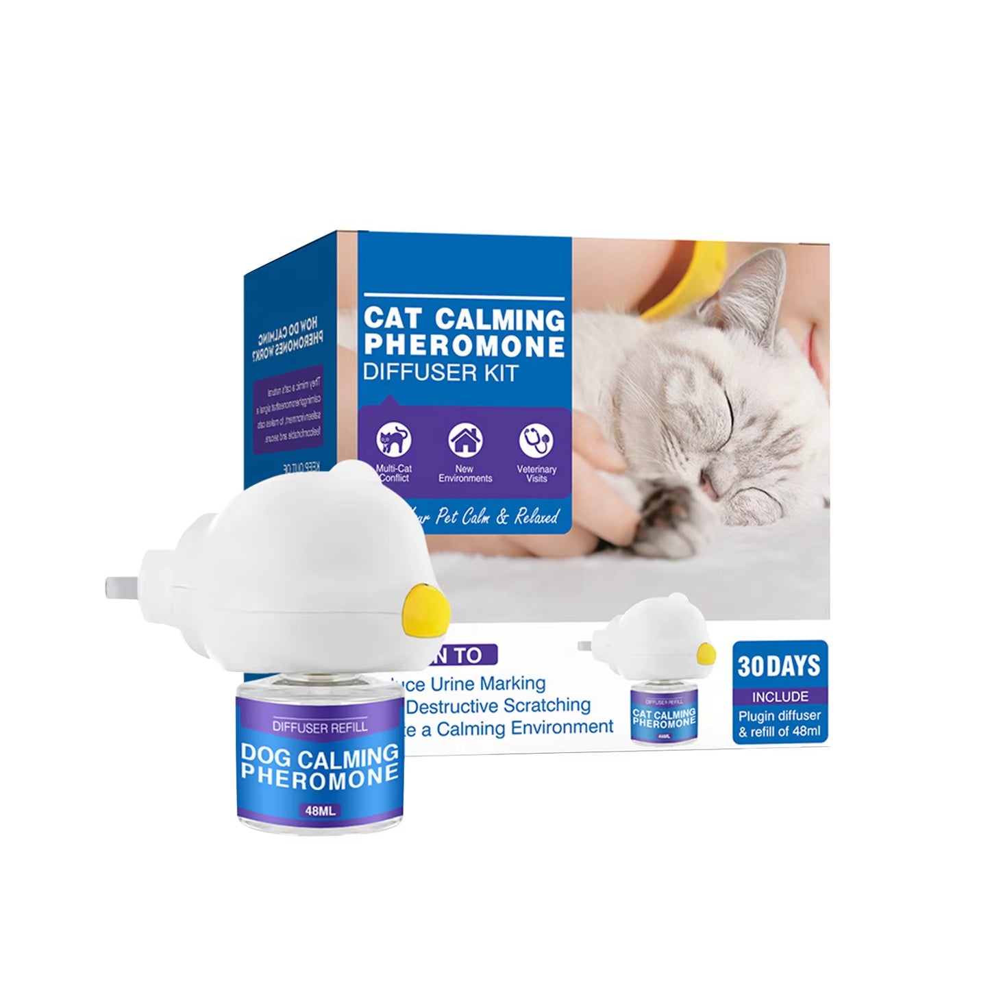 48/96Ml Pet Calming Diffuser Comfort Natural Pheromone Diffuser Calming Pheromone Long Lasting Calming Diffuser for Cats, Dogs