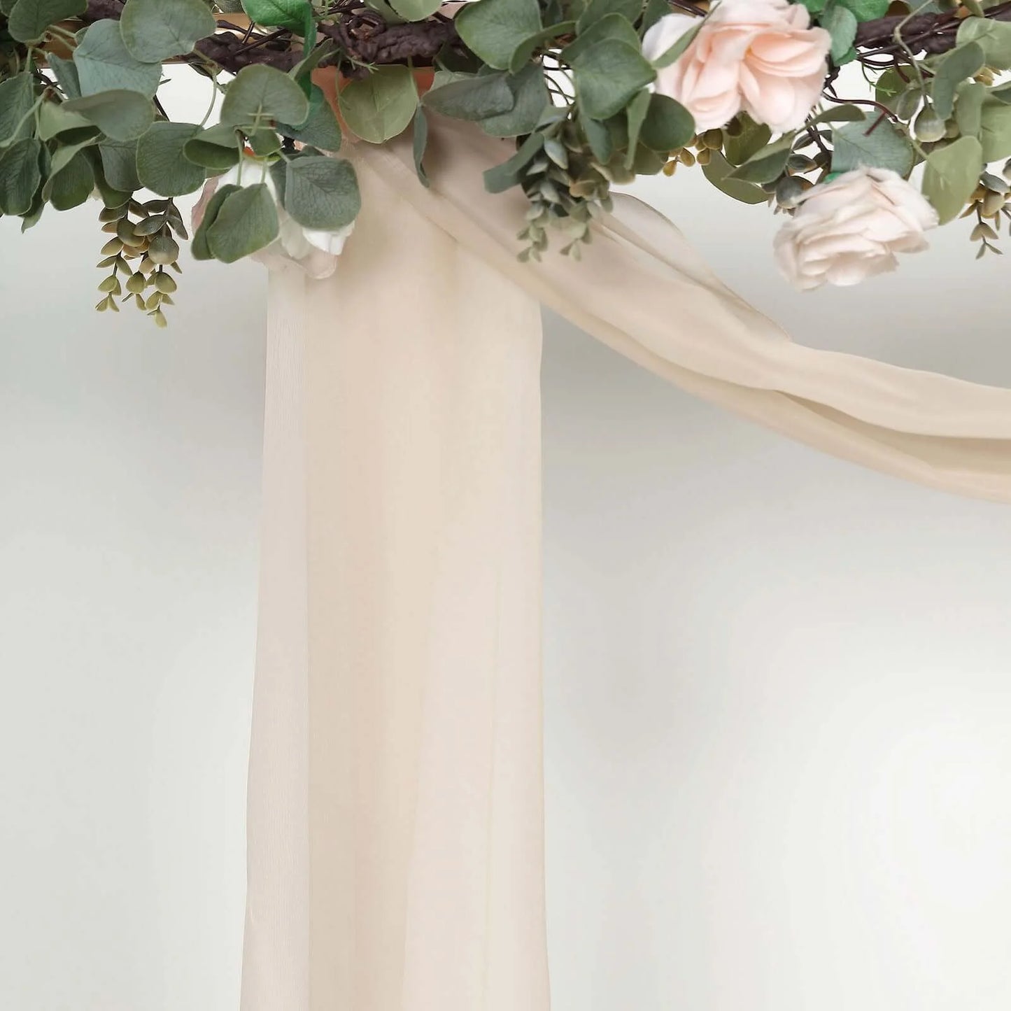 18Ft Nude Sheer Organza Curtain Panels, Window Scarf Valance Wedding Arch Draping Fabric for Top Table Event Party Home Decor Stair Bow Backdrop Curtain Decoration