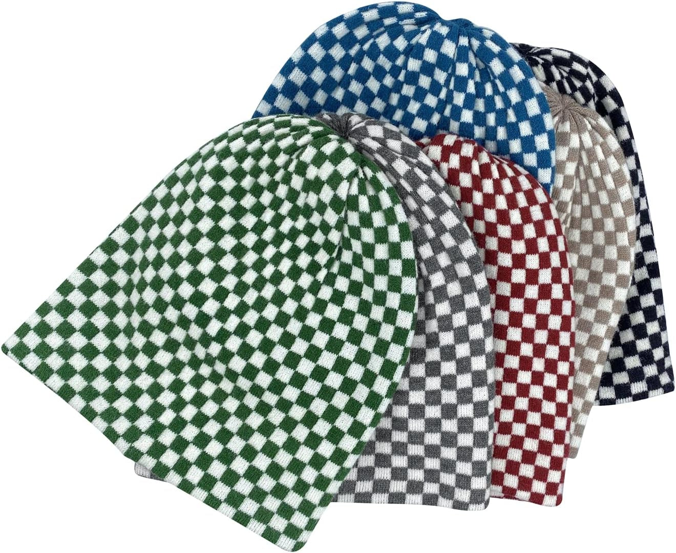 Plaid Slouch Beanie Skull Cap Oversized Long Baggy Winter Warm Hats Soft Ski Hat Slouchy Skullies Cap