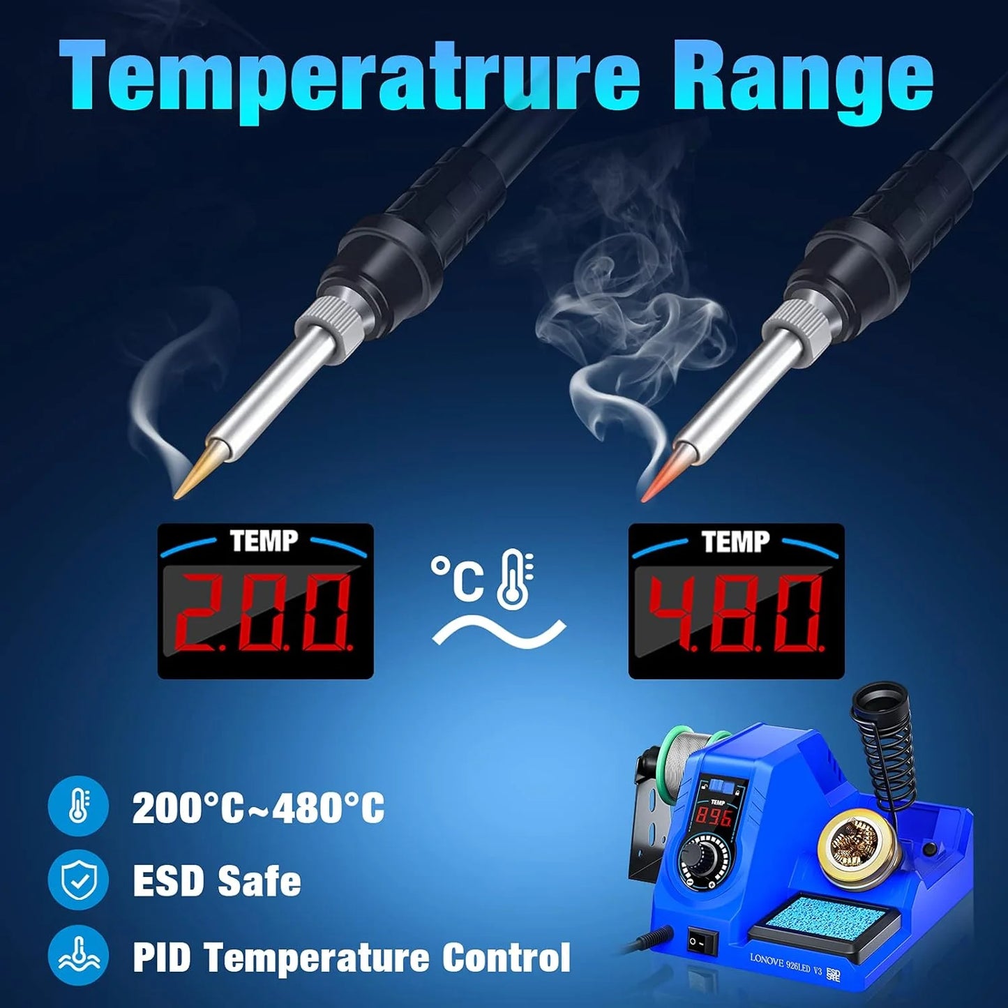 Soldering Iron Station Kit, 60W Digital Display, Precision Heat Control (392℉~896℉)