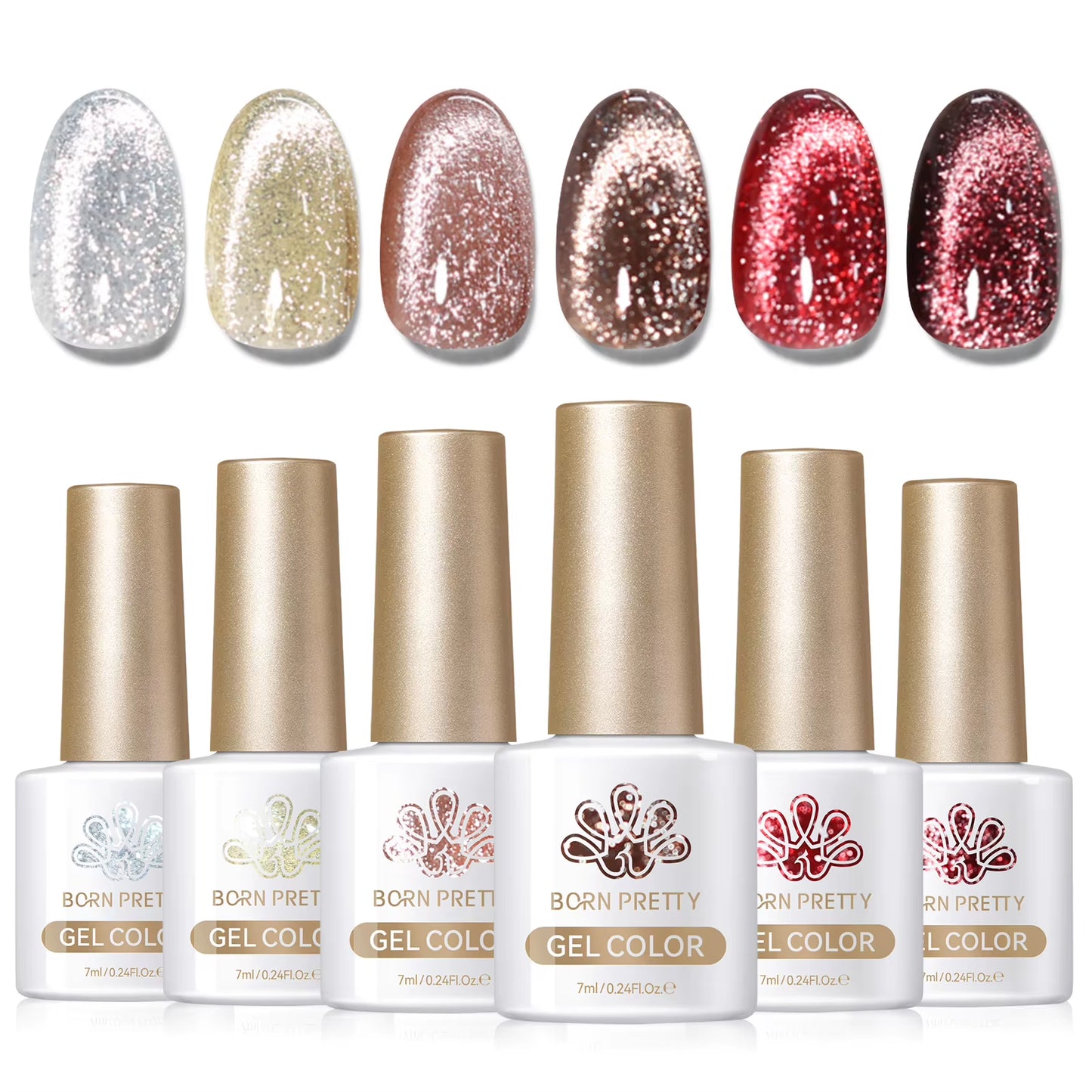6PCS Pink Ocean Cat Nail Gel Polish Set with Magnet Stick Jelly Holographics Magnetic Nail Kit Salon Art Manicure