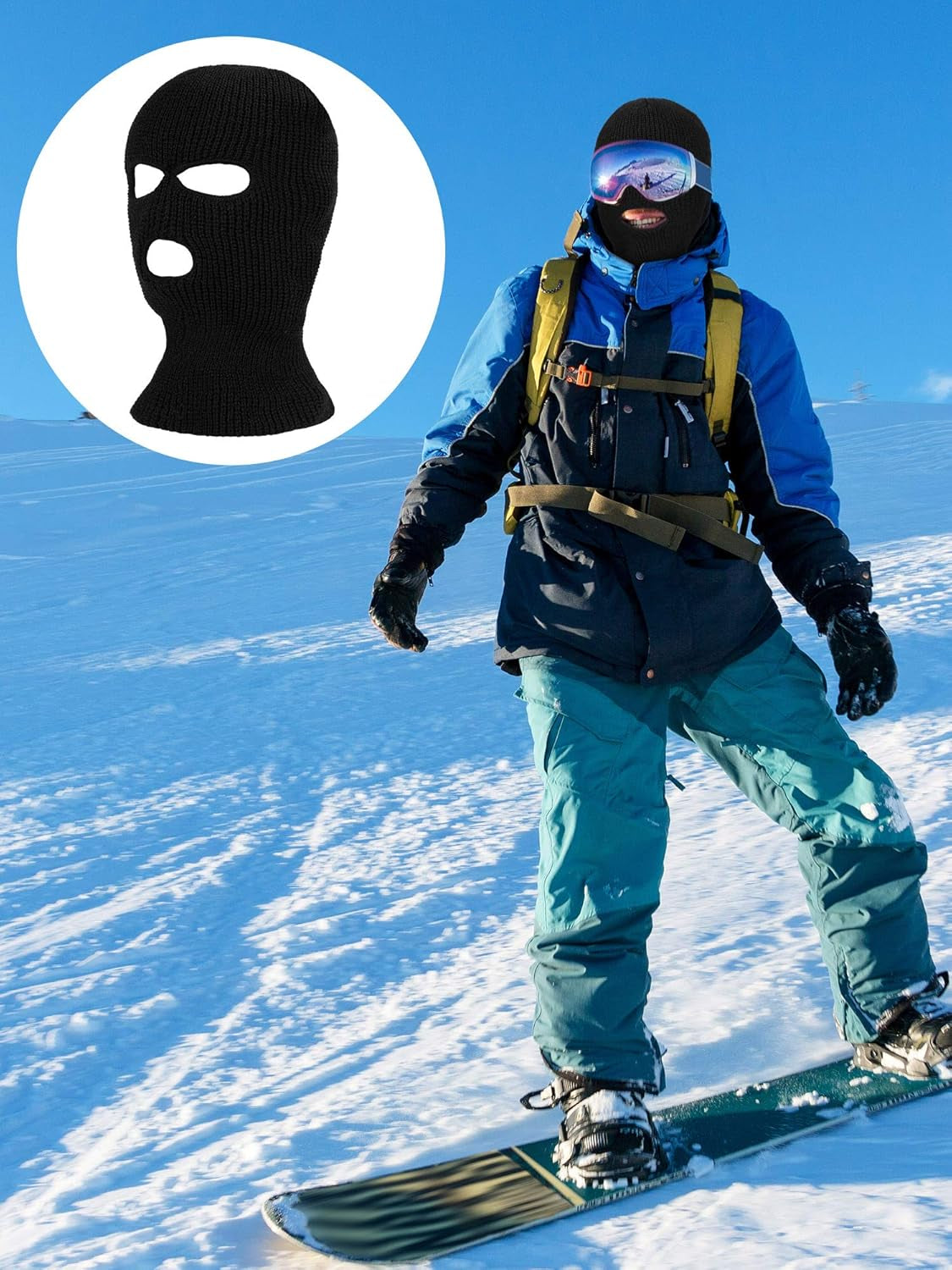 3 Pcs Knit Ski Masks for Men Winter Balaclava Face Mask 3 Hole 2 Hole Warm Full Face Cover for Women Outdoor Sports