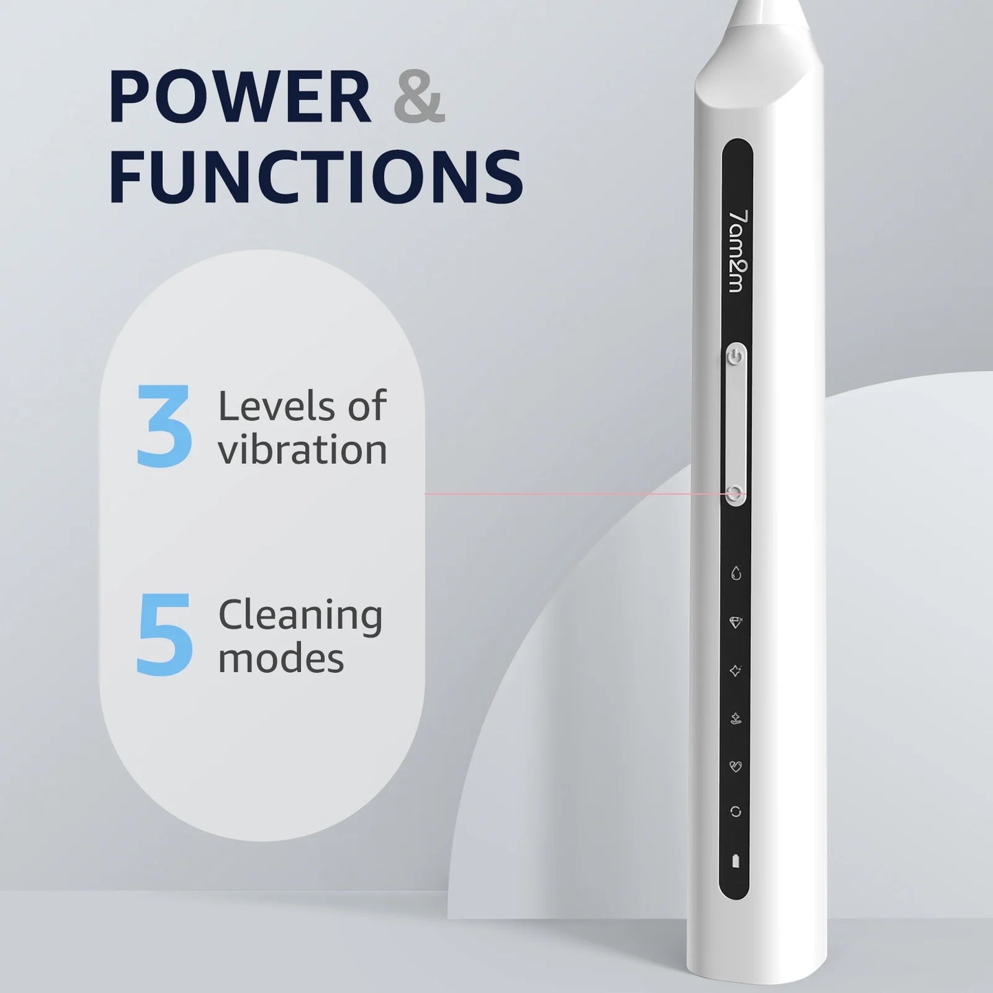 Sonic Electric Toothbrush, High Power Rechargeable Toothbrushes, with 8 Brush Heads for Adults and Kids, 15 Adjustable Modes, Built-In 2-Minute Smart Timer, 4 Hours Fast Charge, White