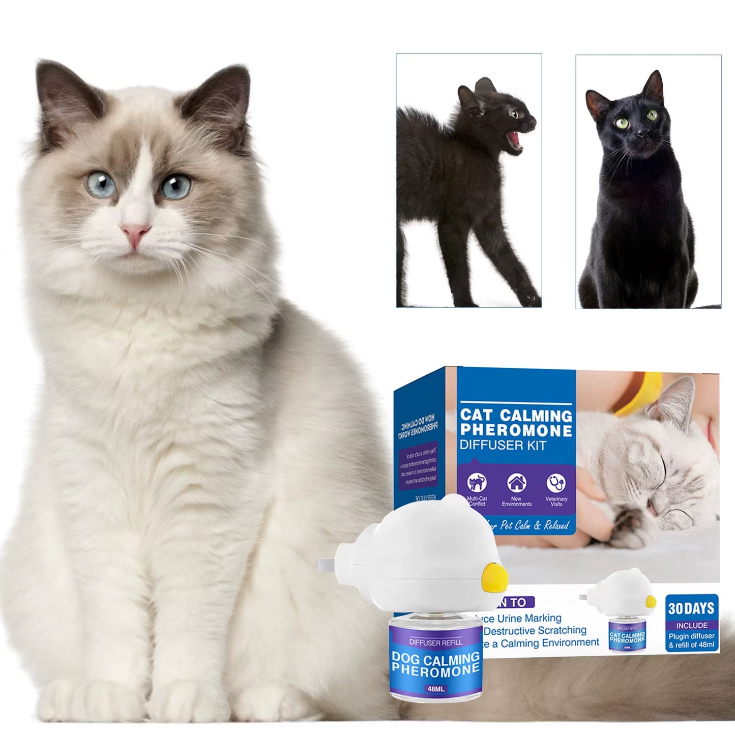48/96Ml Pet Calming Diffuser Comfort Natural Pheromone Diffuser Calming Pheromone Long Lasting Calming Diffuser for Cats, Dogs