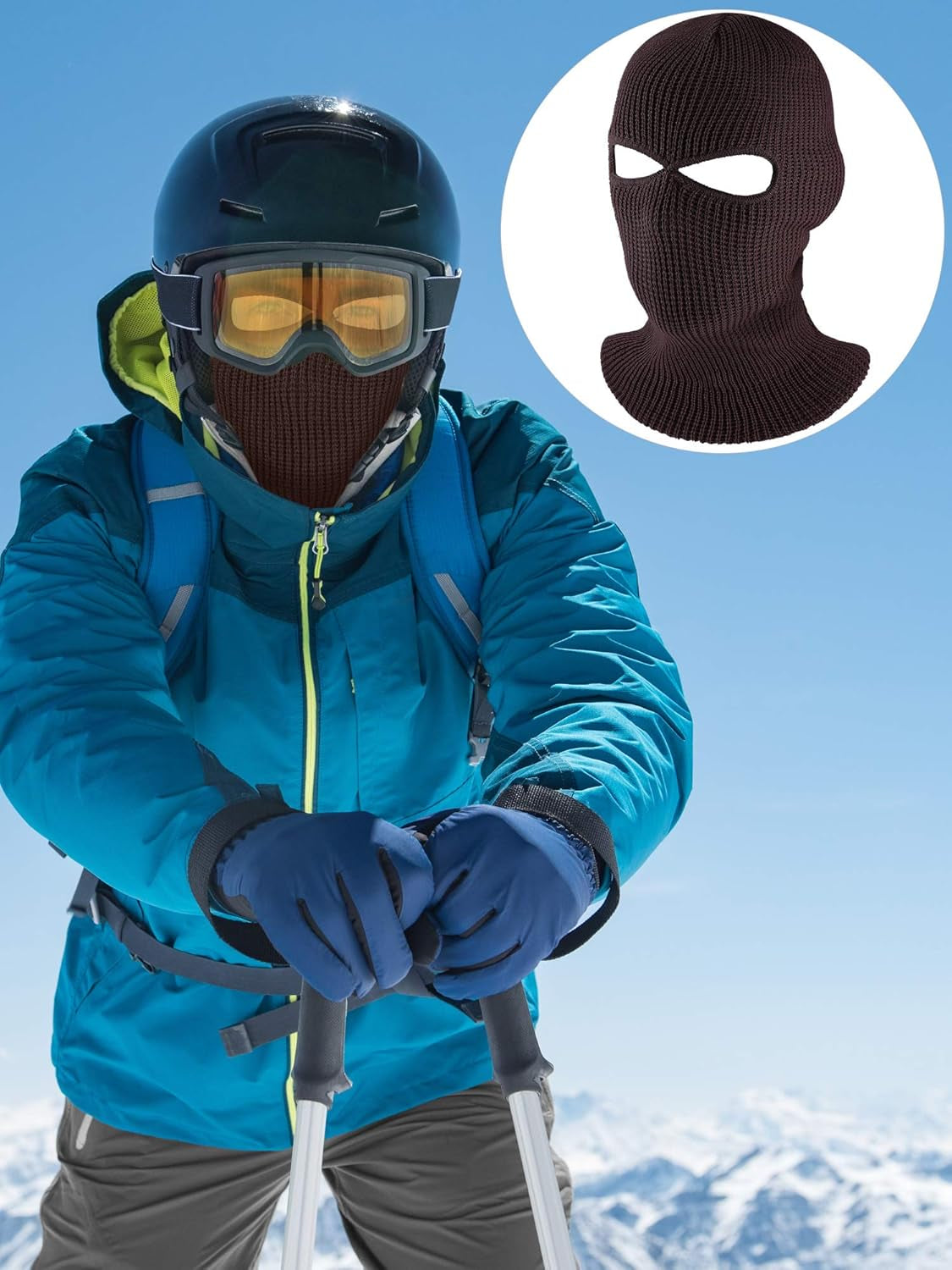 3 Pcs Knit Ski Masks for Men Winter Balaclava Face Mask 3 Hole 2 Hole Warm Full Face Cover for Women Outdoor Sports