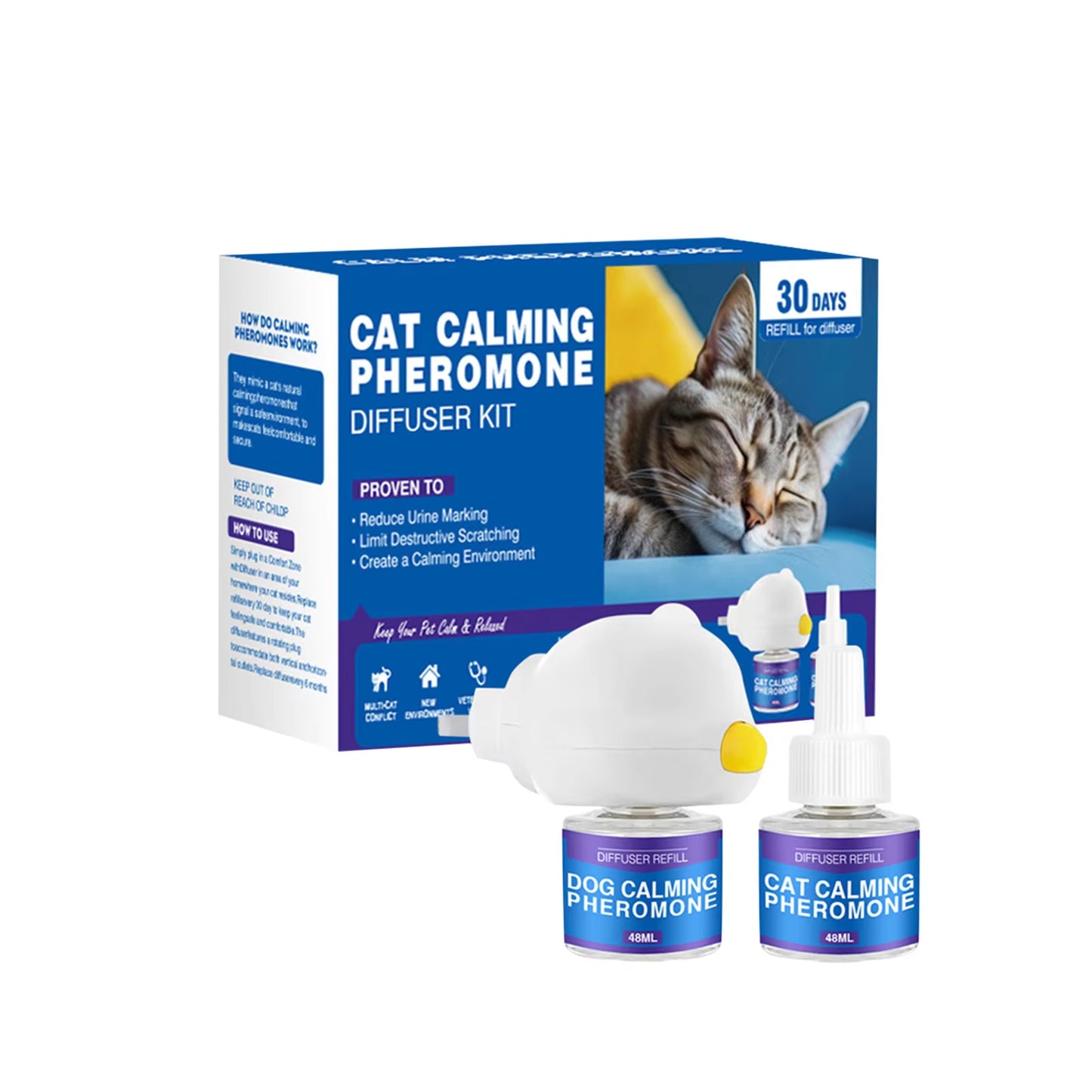 48/96Ml Pet Calming Diffuser Comfort Natural Pheromone Diffuser Calming Pheromone Long Lasting Calming Diffuser for Cats, Dogs