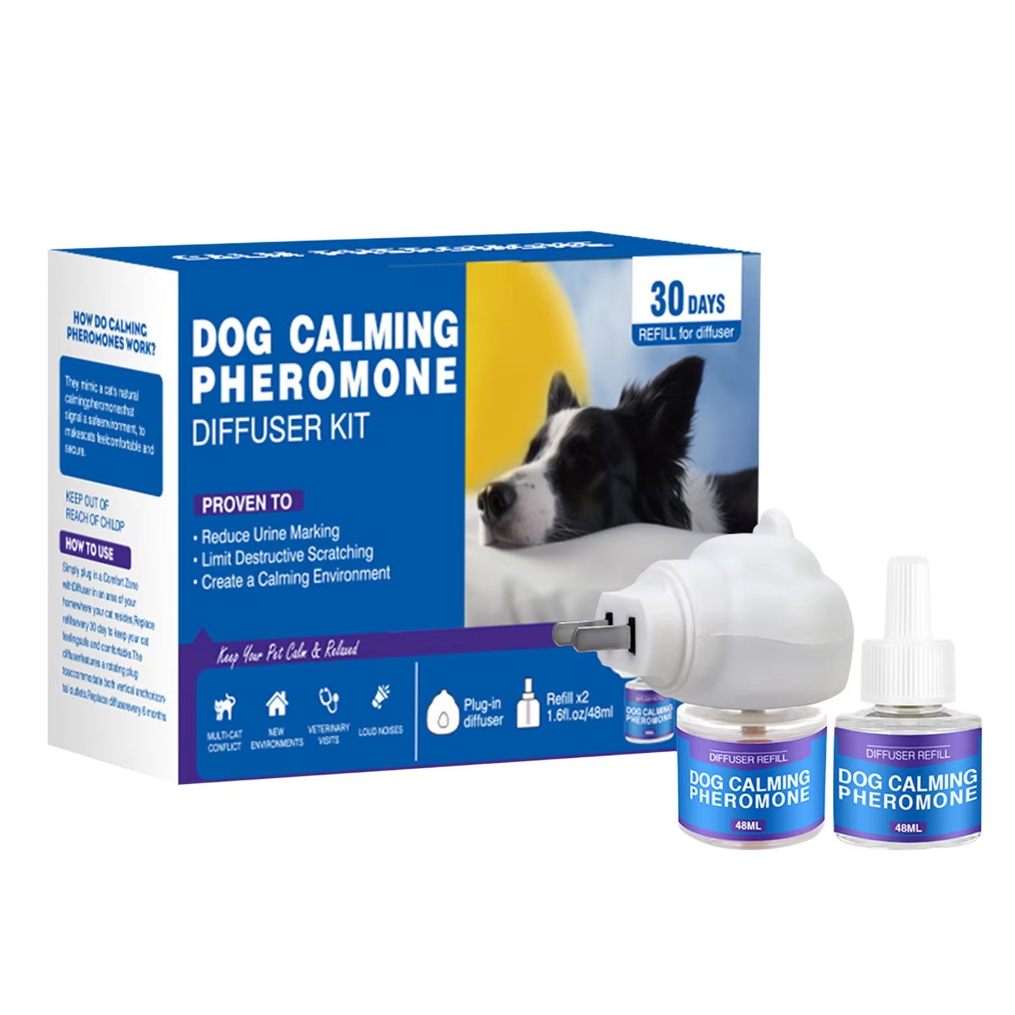 48/96Ml Pet Calming Diffuser Comfort Natural Pheromone Diffuser Calming Pheromone Long Lasting Calming Diffuser for Cats, Dogs
