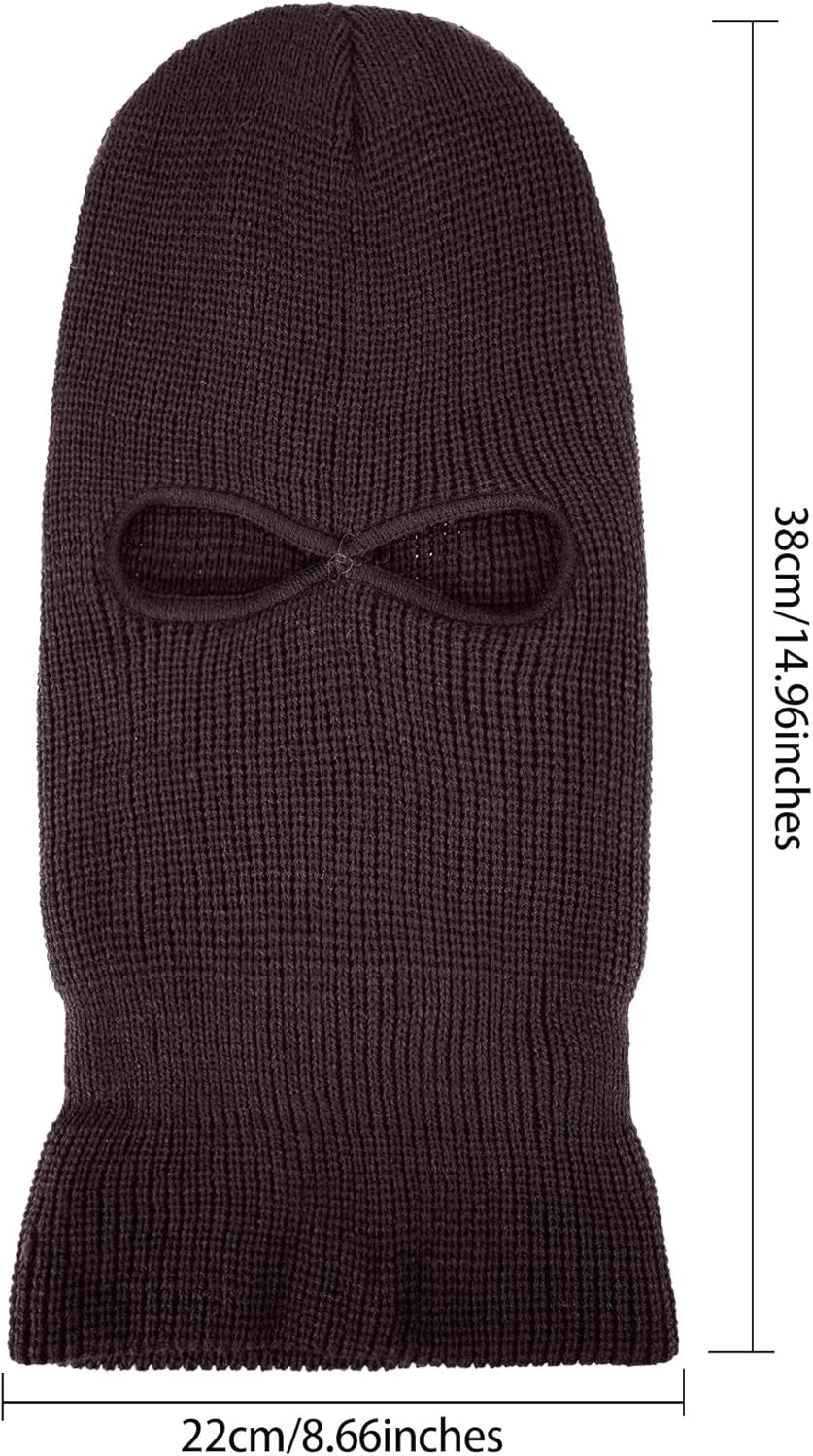 3 Pcs Knit Ski Masks for Men Winter Balaclava Face Mask 3 Hole 2 Hole Warm Full Face Cover for Women Outdoor Sports