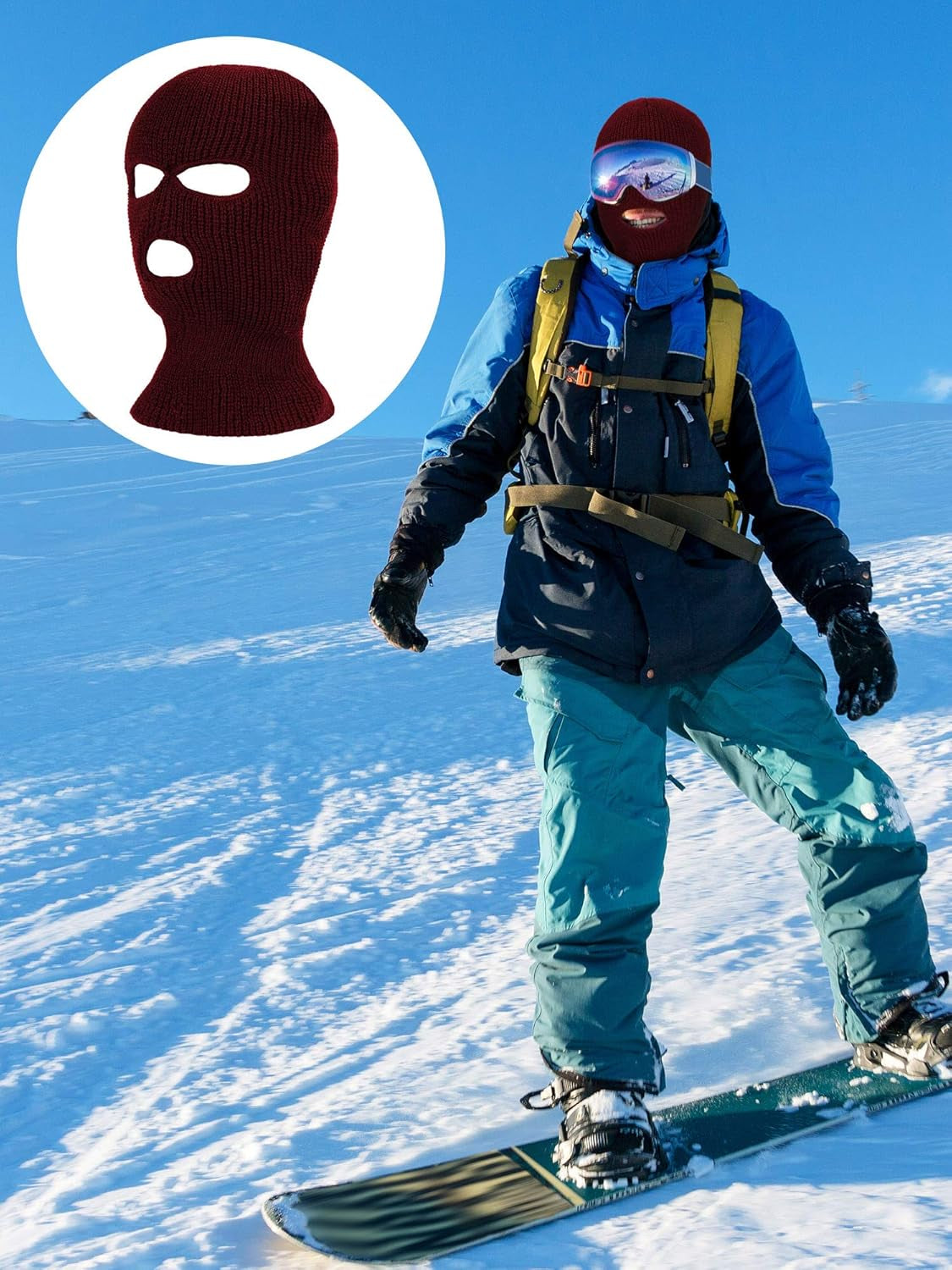 4 Pcs 3 Holes Ski Mask Full Face Cover Outdoor Balaclava Winter Knitted Neck Gaiter for Halloween Sports Cycling