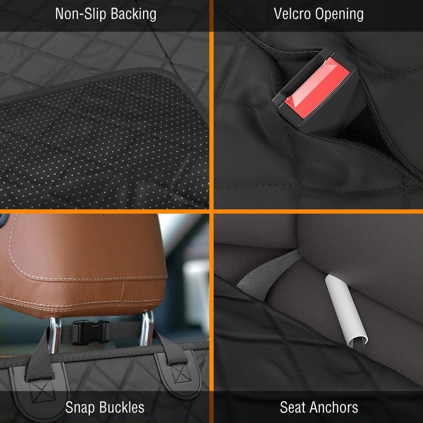 Pet Dog Car Seat Cover for Back Seat, Waterproof Bench Car Seat Protector for Dogs Kids, Non-Slip Reat Seat Cover Universal Size Fits Cars, Trucks, SUV, Orange