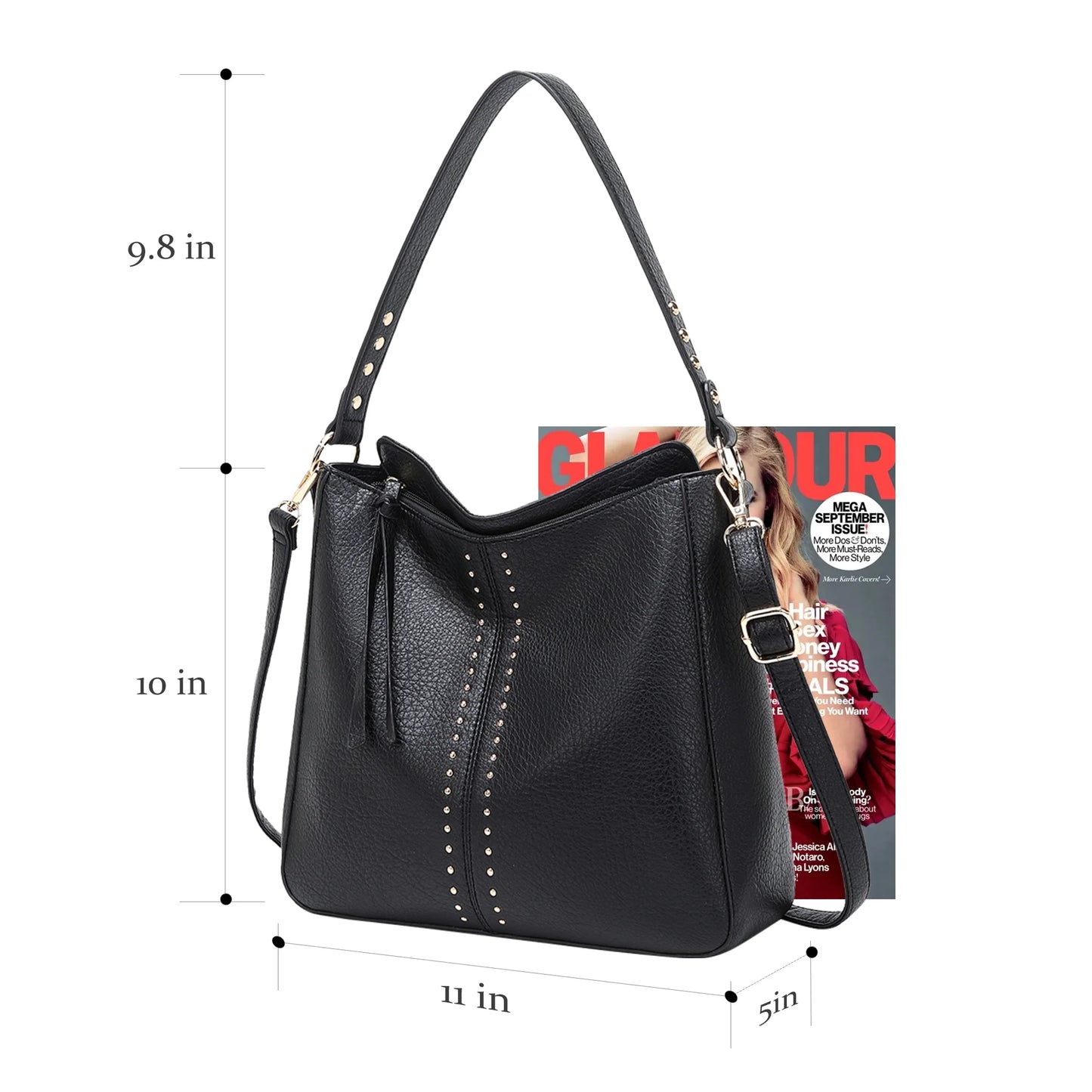 Hobo Bag for Women Crossbody Purse and Handbags Ladies Chic Shoulder Bags, Black