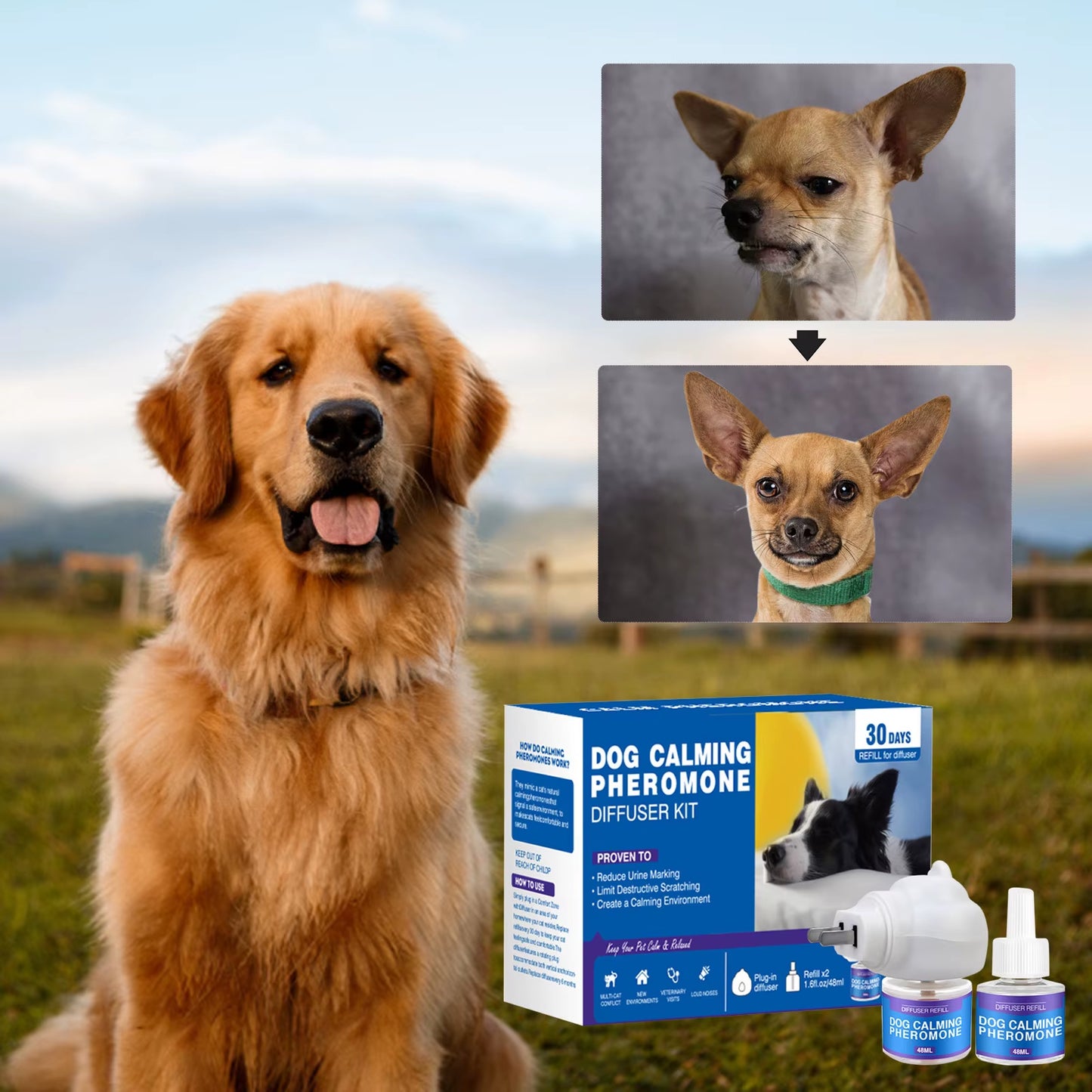 48/96Ml Pet Calming Diffuser Comfort Natural Pheromone Diffuser Calming Pheromone Long Lasting Calming Diffuser for Cats, Dogs
