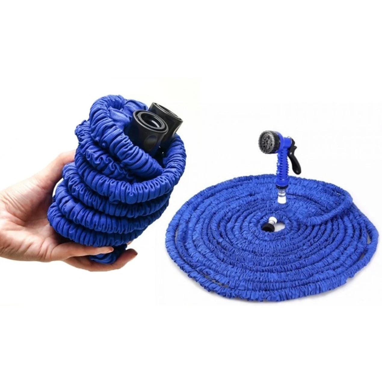 75Ft Expanding Garden Hose Heavy Duty Flexible No-Kink Expandable Extra-Strength Water Hose with Multi-Setting Spray Nozzle and Hose Holder Blue Green Black - 25Ft 50Ft 75Ft 100Ft 150Ft