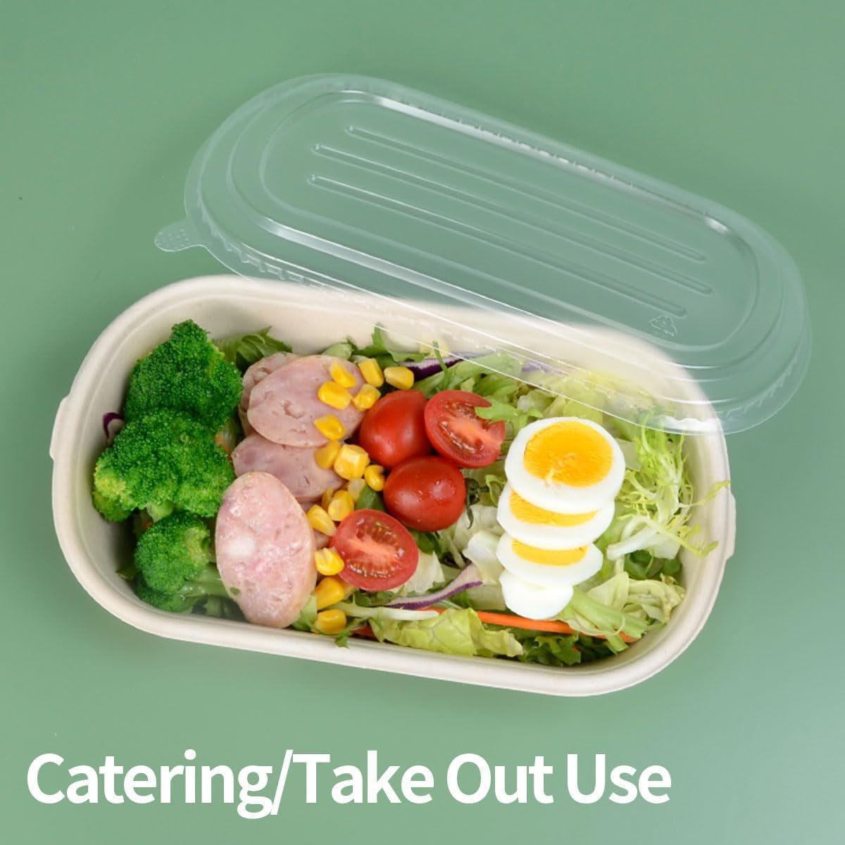50 Pack 32 Oz Paper Meal Prep Containers with Lids for Salad, Pasta, Nacho, Burrito, Deep Large Disposable Meal Take Out Food Containers (50 Bowls 50 Lids)
