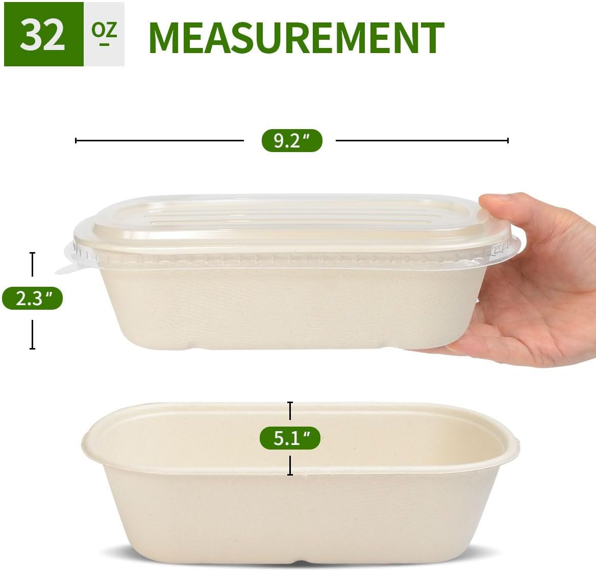 50 Pack 32 Oz Paper Meal Prep Containers with Lids for Salad, Pasta, Nacho, Burrito, Deep Large Disposable Meal Take Out Food Containers (50 Bowls 50 Lids)