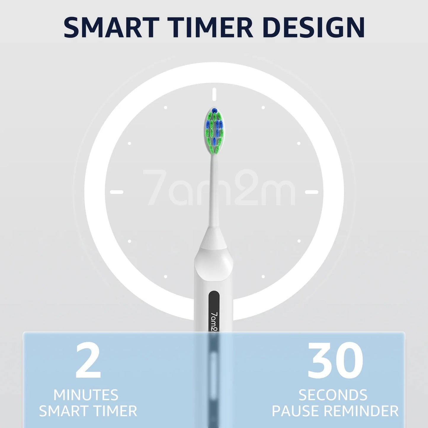 Sonic Electric Toothbrush, High Power Rechargeable Toothbrushes, with 8 Brush Heads for Adults and Kids, 15 Adjustable Modes, Built-In 2-Minute Smart Timer, 4 Hours Fast Charge, White