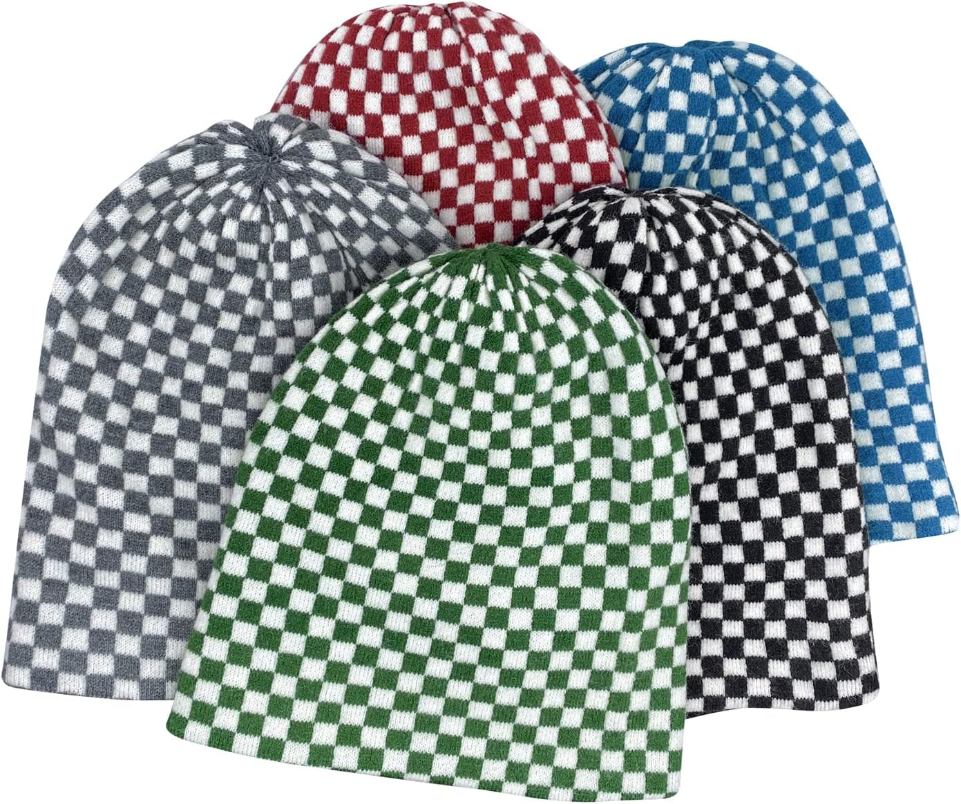 Plaid Slouch Beanie Skull Cap Oversized Long Baggy Winter Warm Hats Soft Ski Hat Slouchy Skullies Cap
