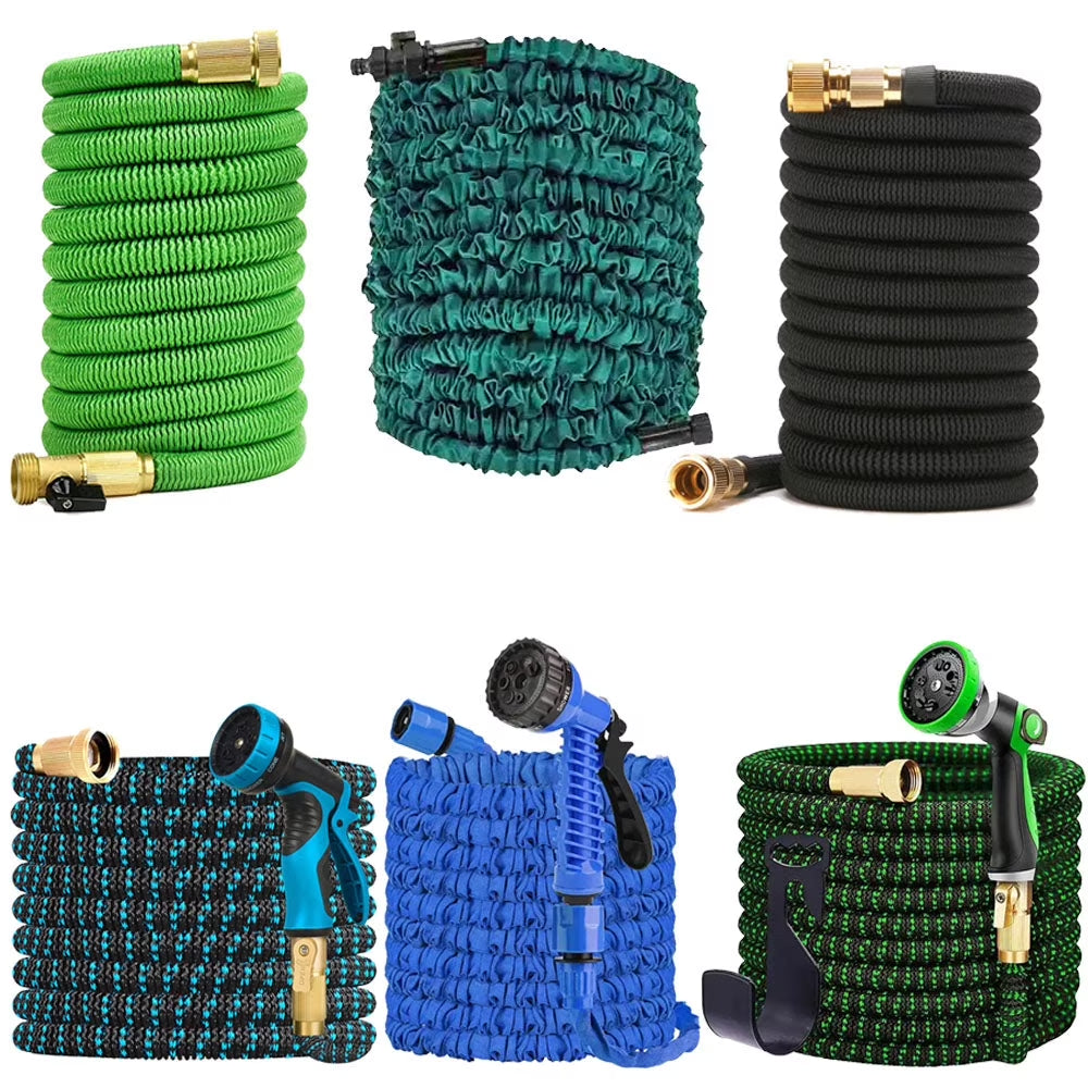 75Ft Expanding Garden Hose Heavy Duty Flexible No-Kink Expandable Extra-Strength Water Hose with Multi-Setting Spray Nozzle and Hose Holder Blue Green Black - 25Ft 50Ft 75Ft 100Ft 150Ft
