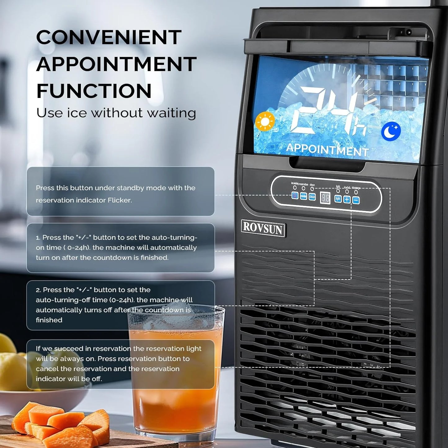 70LBS/24H Ice Maker Machine with 2 Water Inlets, Freestanding/Countertop Ice Machine with 11Lbs Storage Bin, Ice Scoop & Water Filter for Home Office Light Commercial Restaurant Bar Cafe Use