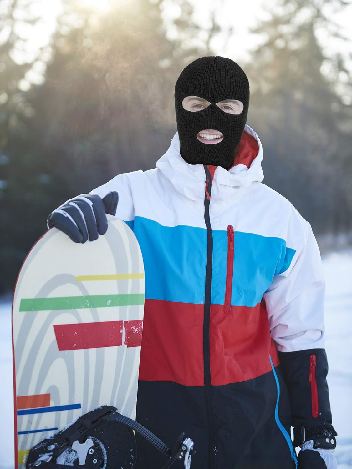 4 Pcs 3 Holes Ski Mask Full Face Cover Outdoor Balaclava Winter Knitted Neck Gaiter for Halloween Sports Cycling