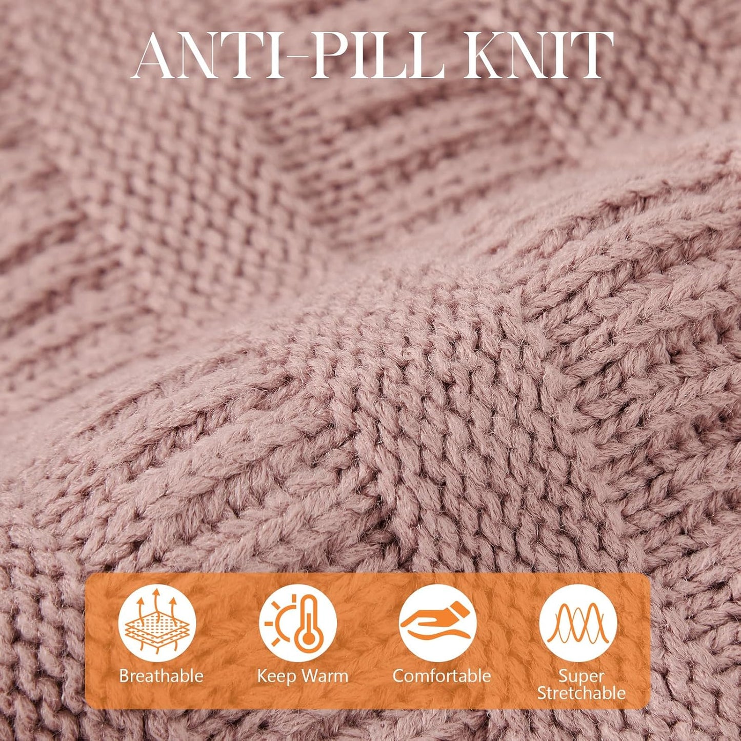 Womens Knit Beanie Winter Thick Solid Fleece Lined Beanie Hats for Women Men Unisex Warm Skiing Beanies
