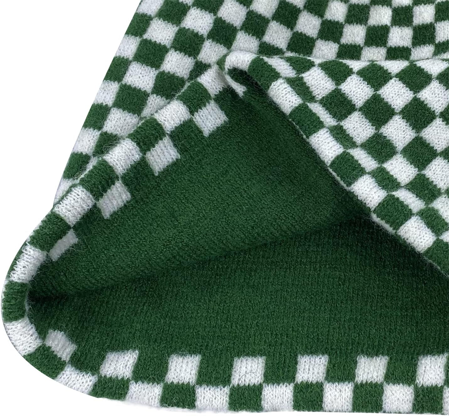 Plaid Slouch Beanie Skull Cap Oversized Long Baggy Winter Warm Hats Soft Ski Hat Slouchy Skullies Cap