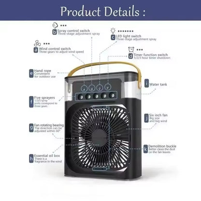 New 3-In-1 Fan, Air Conditioner, Mini Home Air Cooler, LED Night Light, Portable Humidifier, Air Conditioning Fan, Office and Ho
