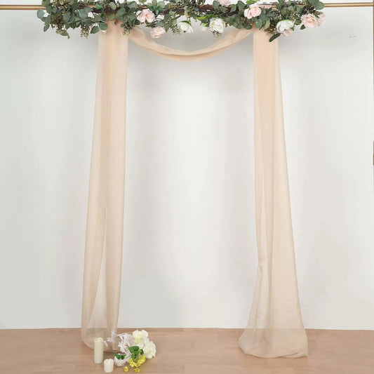 18Ft Nude Sheer Organza Curtain Panels, Window Scarf Valance Wedding Arch Draping Fabric for Top Table Event Party Home Decor Stair Bow Backdrop Curtain Decoration