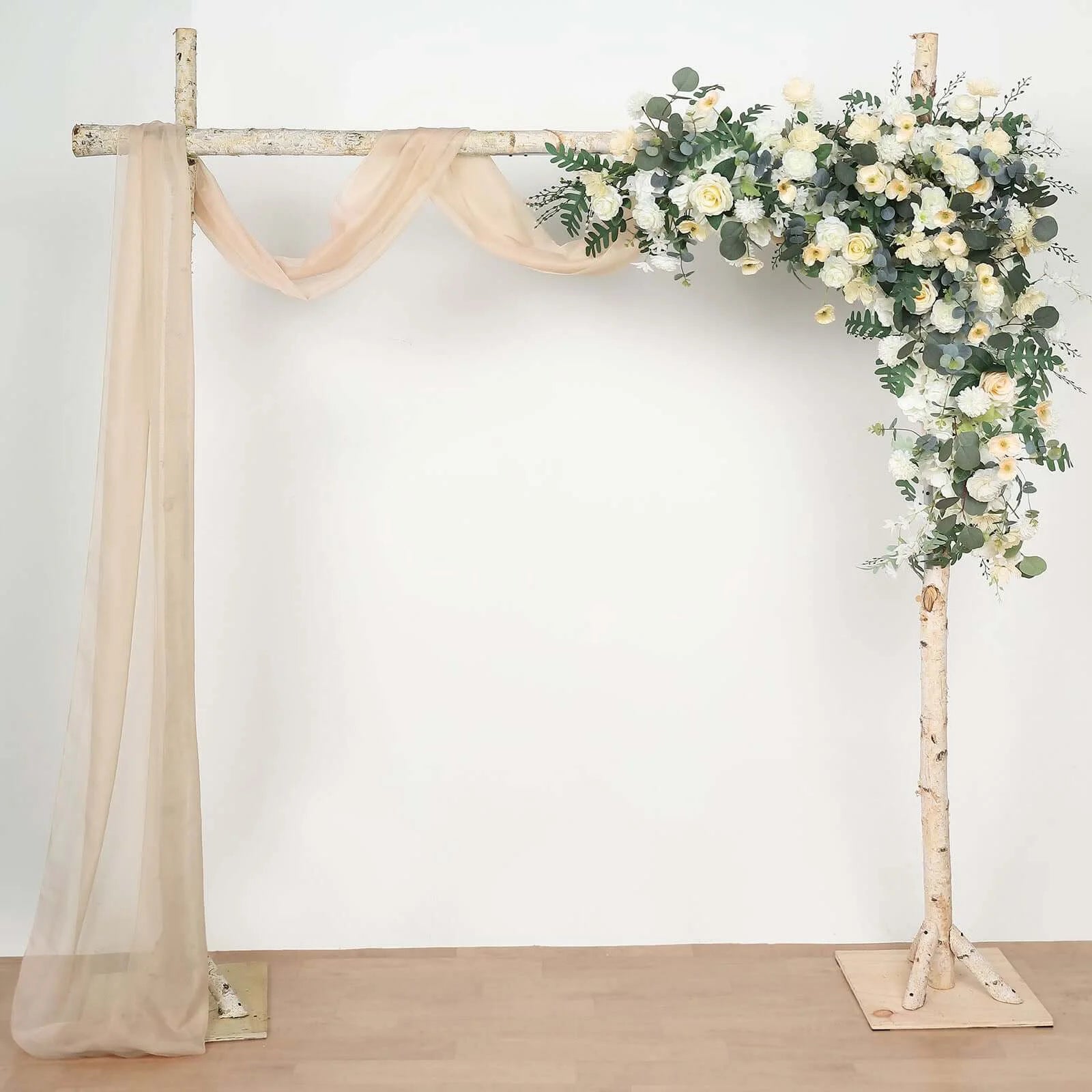 18Ft Nude Sheer Organza Curtain Panels, Window Scarf Valance Wedding Arch Draping Fabric for Top Table Event Party Home Decor Stair Bow Backdrop Curtain Decoration