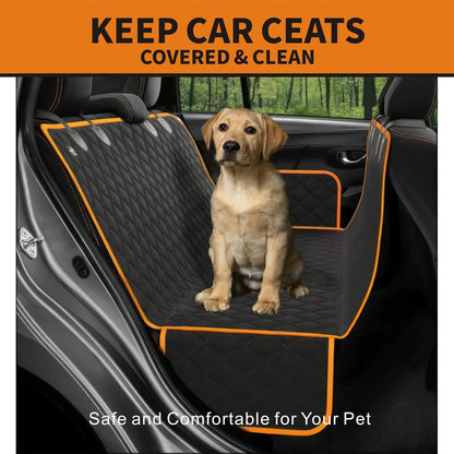Pet Dog Car Seat Cover for Back Seat, Waterproof Bench Car Seat Protector for Dogs Kids, Non-Slip Reat Seat Cover Universal Size Fits Cars, Trucks, SUV, Orange