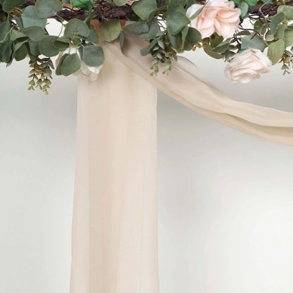 18Ft Nude Sheer Organza Curtain Panels, Window Scarf Valance Wedding Arch Draping Fabric for Top Table Event Party Home Decor Stair Bow Backdrop Curtain Decoration
