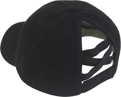 Womens Winter Criss Cross Ponytail Baseball Cap Adjustable High Messy Bun Ponycap Fuzzy Fleece Lined Knit Hat