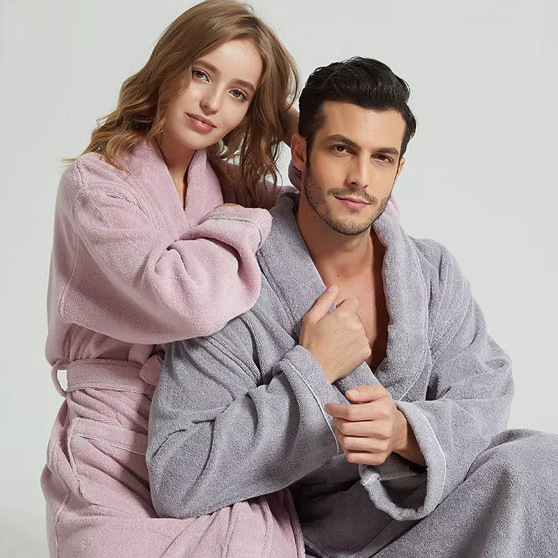 Winter Warm Homewear Casual New Robe Men Women Toweling Terry Robe100% Cotton Bathrobe Soft Ventilation Sleeprobe Casual