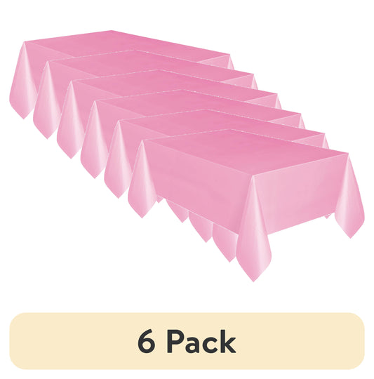 (6 Pack) Rectangular 54" X 108" Light Pink Plastic Table Cover, by