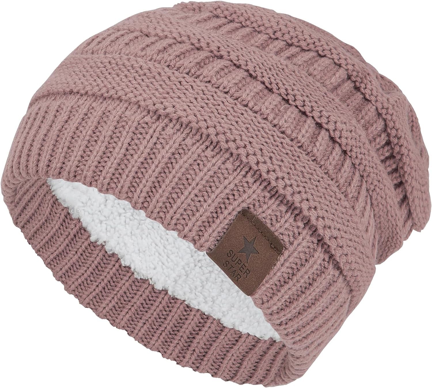 Womens Knit Beanie Winter Thick Solid Fleece Lined Beanie Hats for Women Men Unisex Warm Skiing Beanies