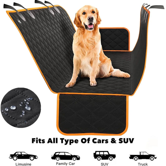 Pet Dog Car Seat Cover for Back Seat, Waterproof Bench Car Seat Protector for Dogs Kids, Non-Slip Reat Seat Cover Universal Size Fits Cars, Trucks, SUV, Orange