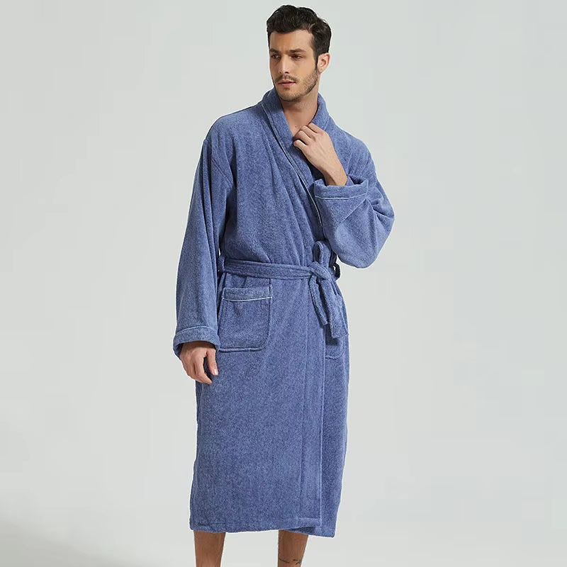 Winter Warm Homewear Casual New Robe Men Women Toweling Terry Robe100% Cotton Bathrobe Soft Ventilation Sleeprobe Casual