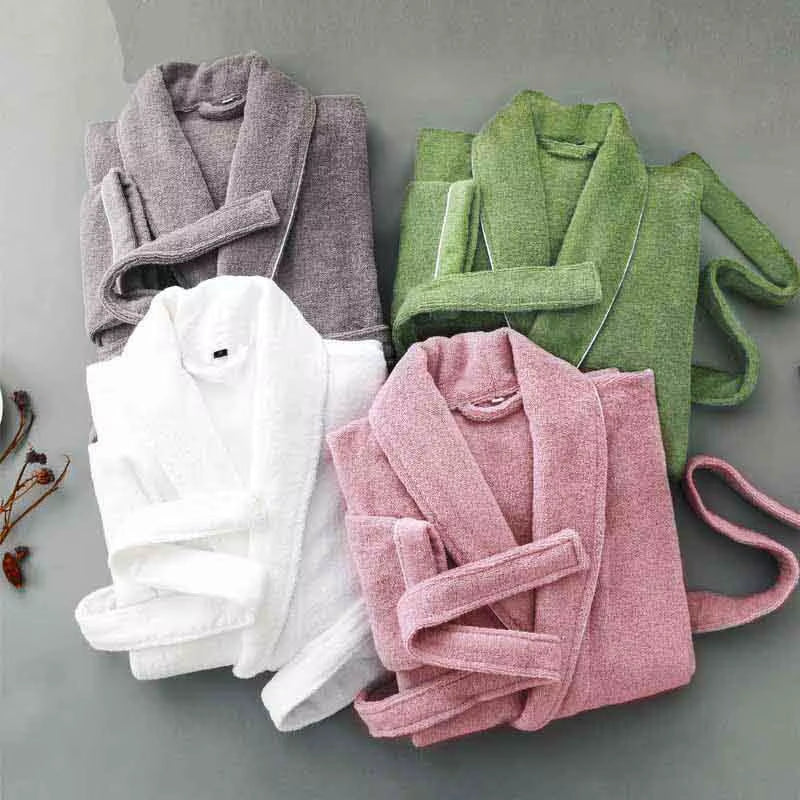 Winter Warm Homewear Casual New Robe Men Women Toweling Terry Robe100% Cotton Bathrobe Soft Ventilation Sleeprobe Casual