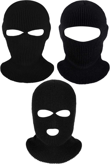 3 Pcs Knit Ski Masks for Men Winter Balaclava Face Mask 3 Hole 2 Hole Warm Full Face Cover for Women Outdoor Sports