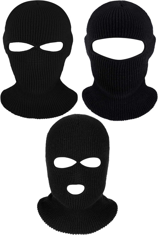 3 Pcs Knit Ski Masks for Men Winter Balaclava Face Mask 3 Hole 2 Hole Warm Full Face Cover for Women Outdoor Sports