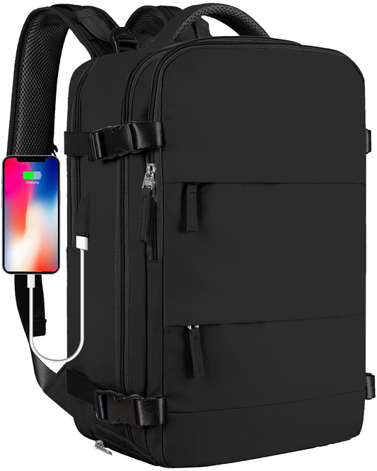 Large Travel Backpack for Women Men Laptop Bag Airline Approved Carry on Backpacks Waterproof anti Theft Gym Bags Hiking Flight Approved Luggage Casual Daypack, Standard, Black